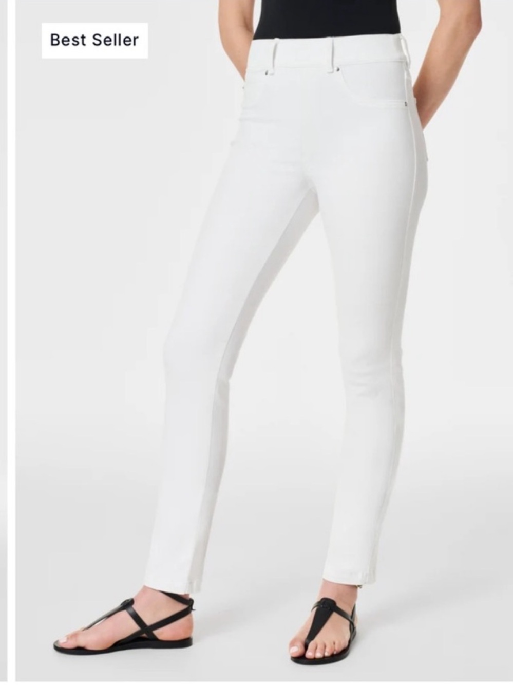 SPANX White Ankle-Length Pull-On Jean L (Petite)